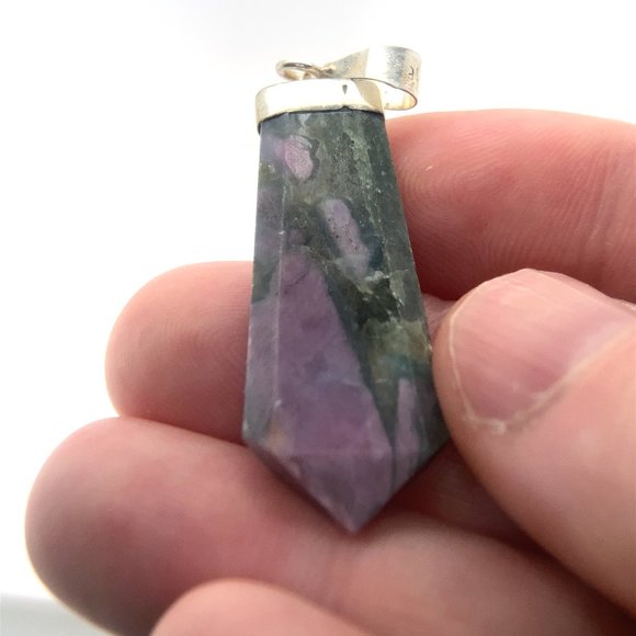 Ruby In Zoisite 34.00ct Solid 925 Sterling Silver Pendant - Picture 3 of 7